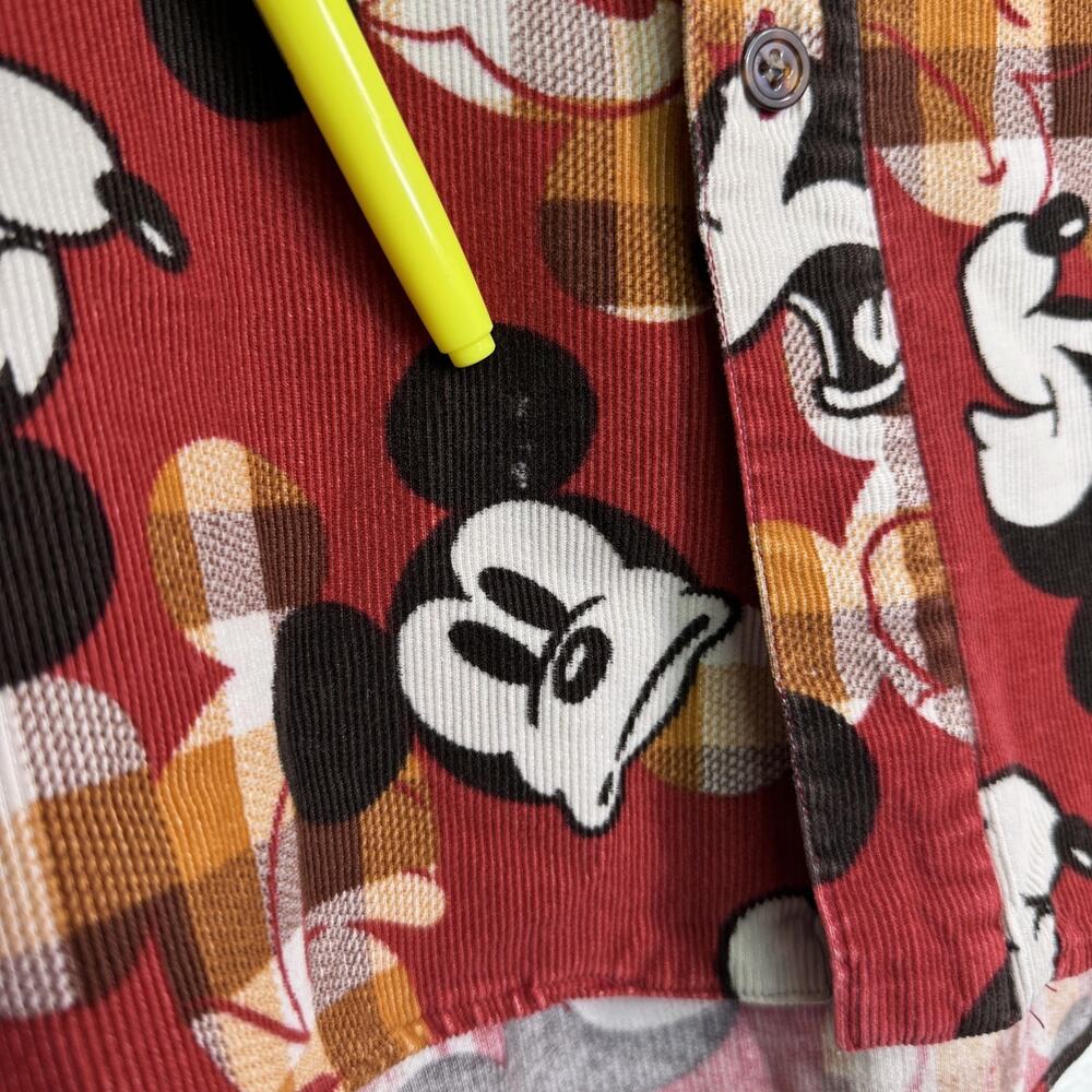 Vintage Mickey Mouse Shirt Womens Corduroy Button Up Top Disney Poppins Grace Co - Picture 7 of 12